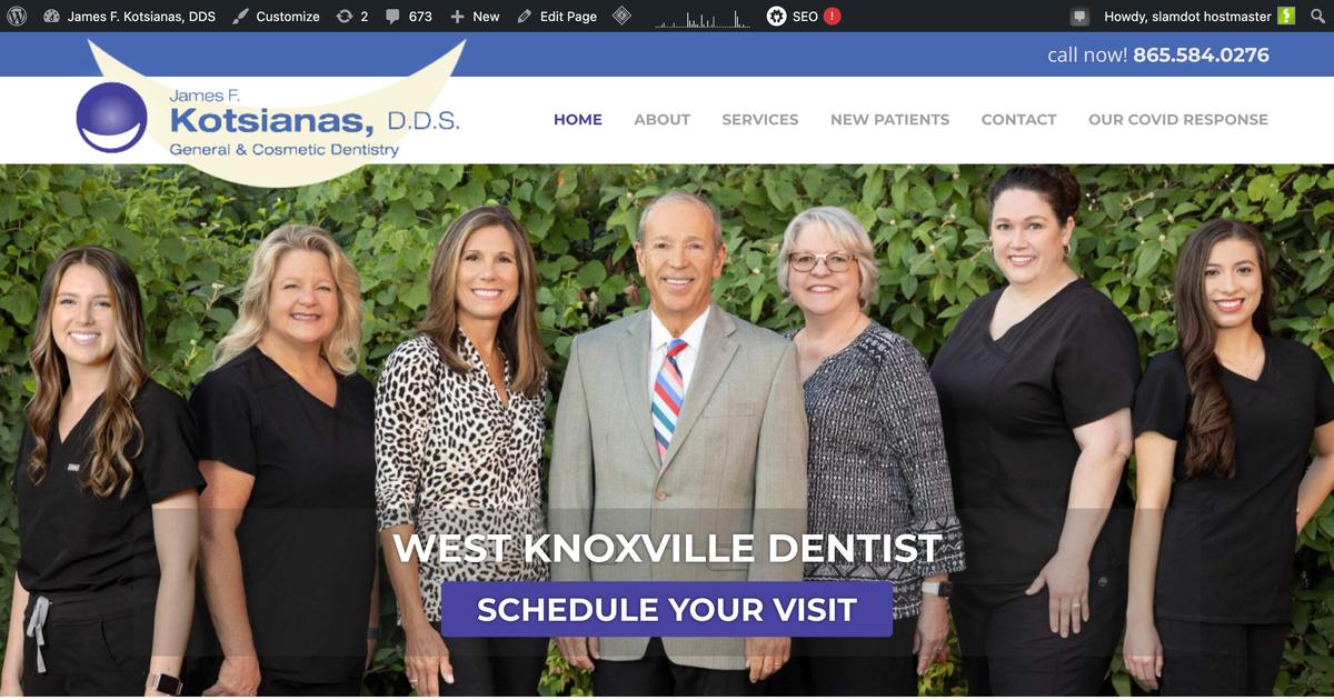 James F. Kotsianas, DDS - Knoxville Web Design Client - Slamdot