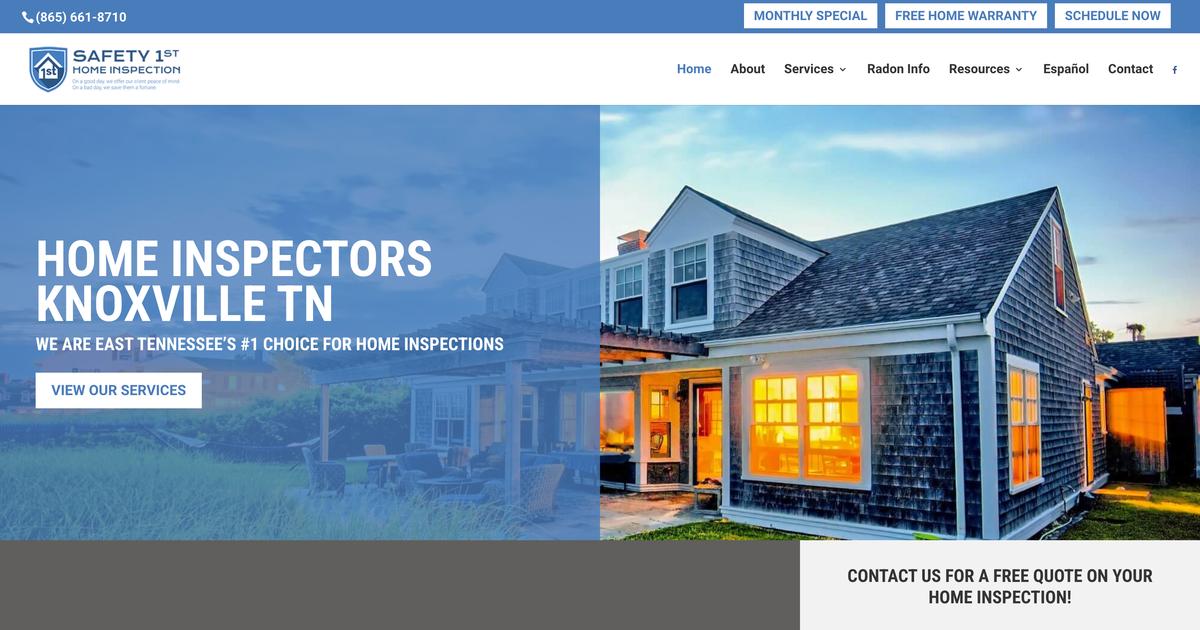 Safety Inspection Removal Safety 1st Home Inspection - Knoxville Web Design Client - Slamdot